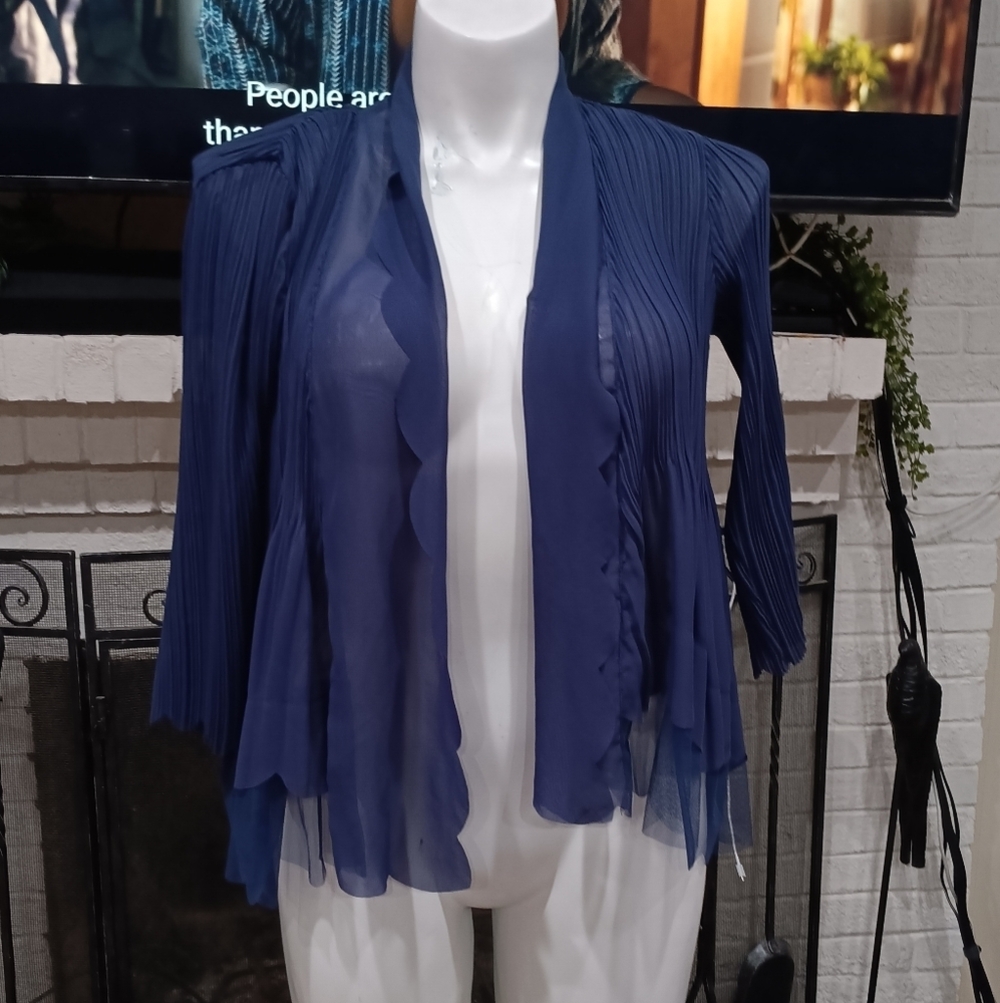 Lily & Taylor Elizeh Blue Chiffon Pleated 2 Piece Dress Set Elegant Church Weddi - Picture 12 of 14